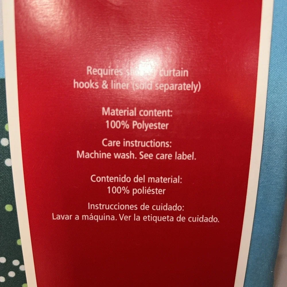Holiday Time Christmas Fabric Shower Curtain Lt.Blue-Santa & Trees 72' x 72' NIP